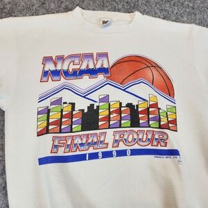 Vintage 1990s NCAA‎ Final Four Sweatshirt L White Basketball College Trench READ